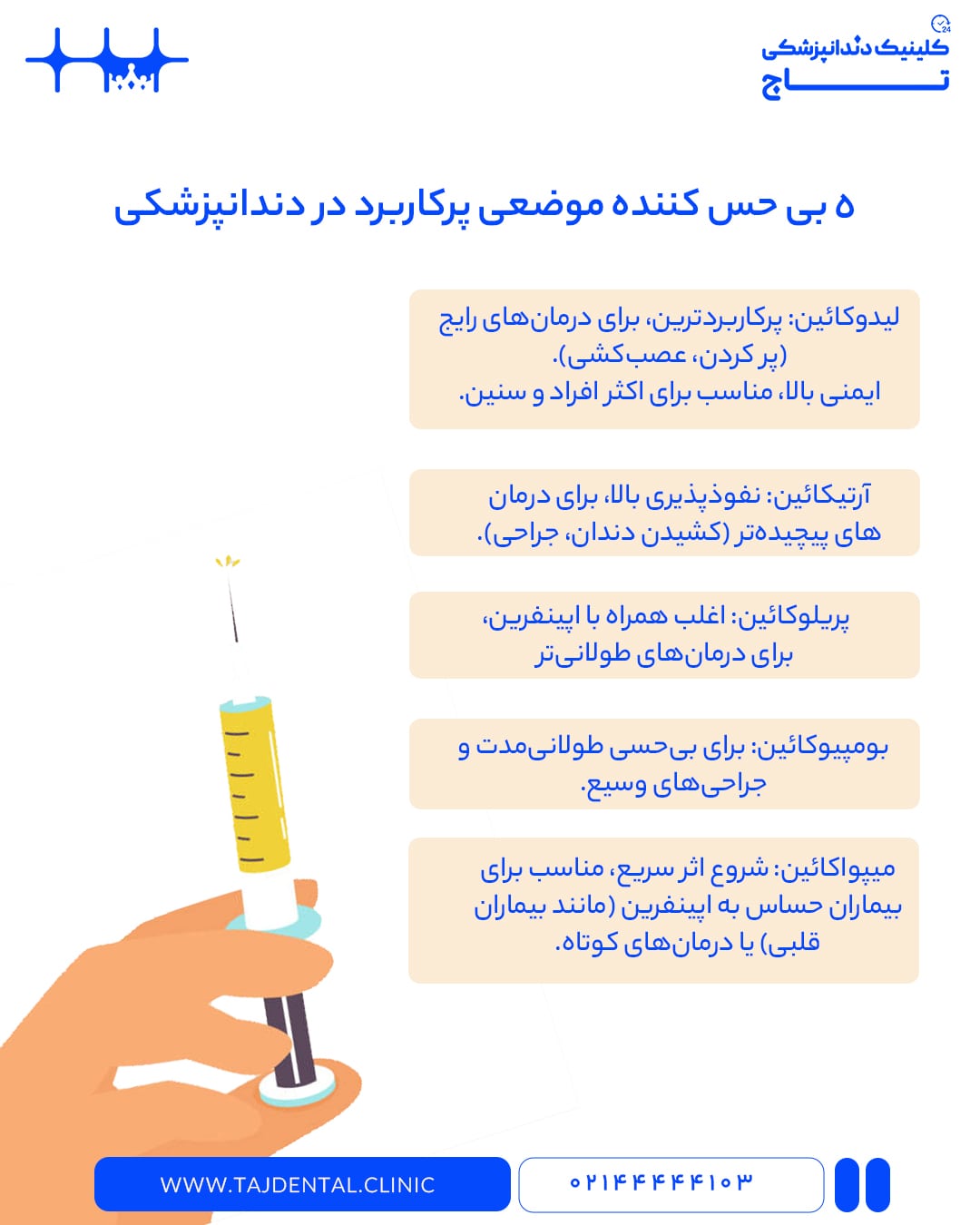 انواع آمپول بی حسی دندان؛ معرفی 5 بی حس کننده اصلی